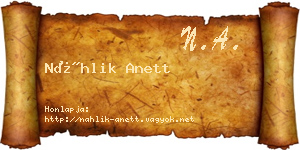 Náhlik Anett névjegykártya